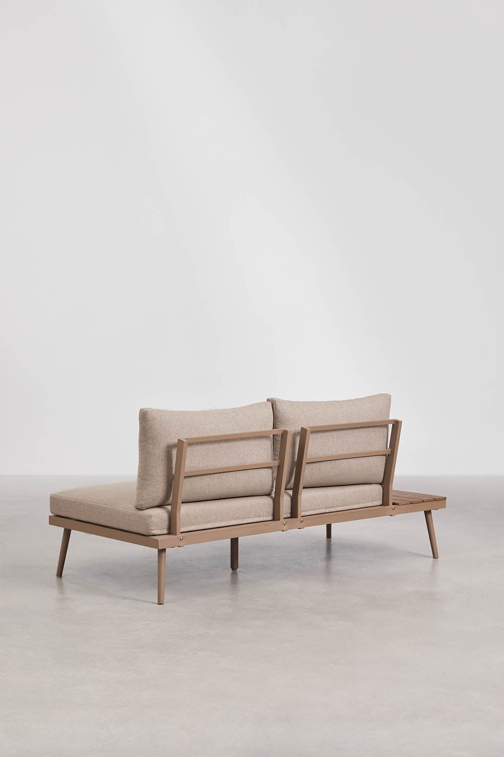 Zestaw ogrodowy z narożną sofą na 5 osoby i stolikiem kawowym z aluminium i drewna akacjowego Kalen, obrazek w galerii 5