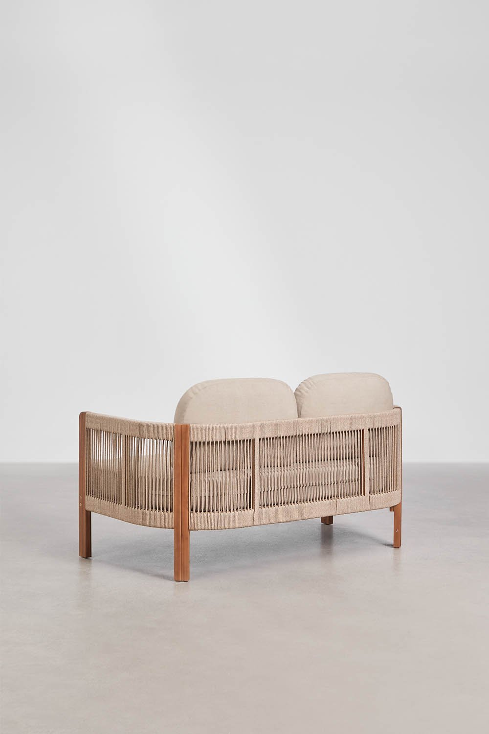 Sofa ogrodowa Serel 2-osobowa z drewna akacjowego i plecionej liny, obrazek w galerii 5