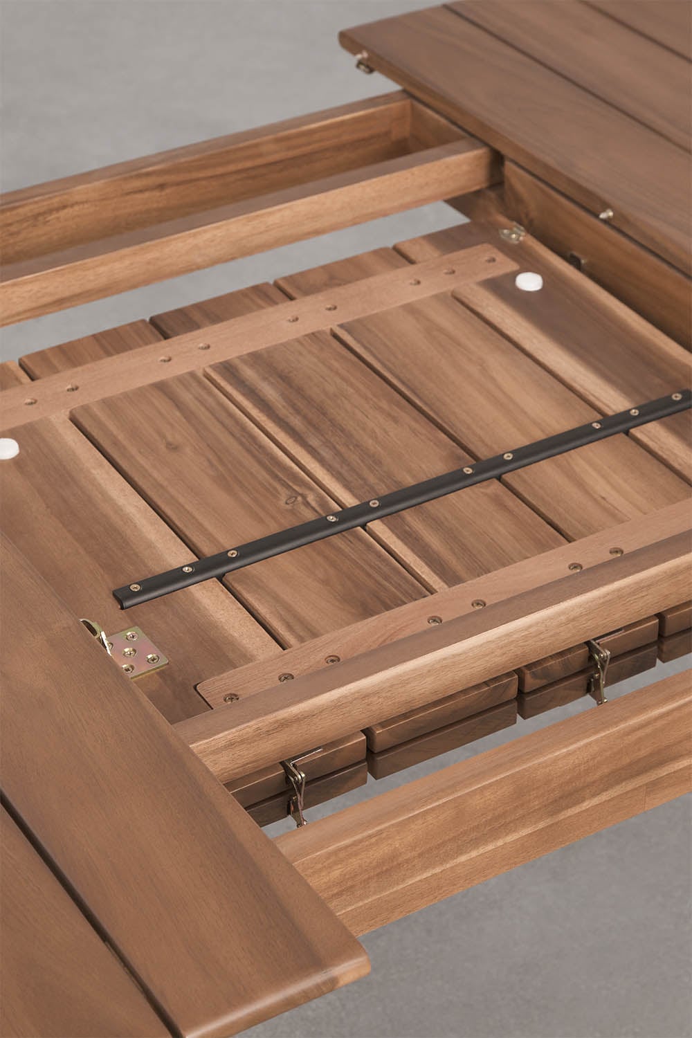 Rozkładany prostokątny stół jadalniany 250-310x105 cm z drewna akacjowego Duala, obrazek w galerii 6