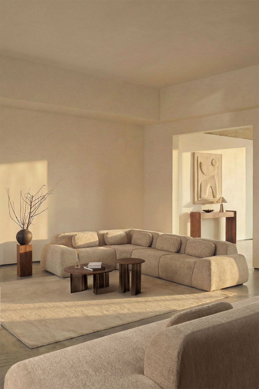 Sofa modułowy narożny 4-częściowy z tkaniny chenilla, pakowany próżniowo Merida, obrazek w galerii 1