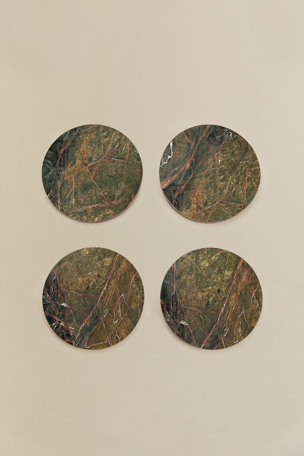 Pack 4 okrągłych podkładek pod kubki Ø10 cm z marmuru Valtris, obrazek w galerii 3