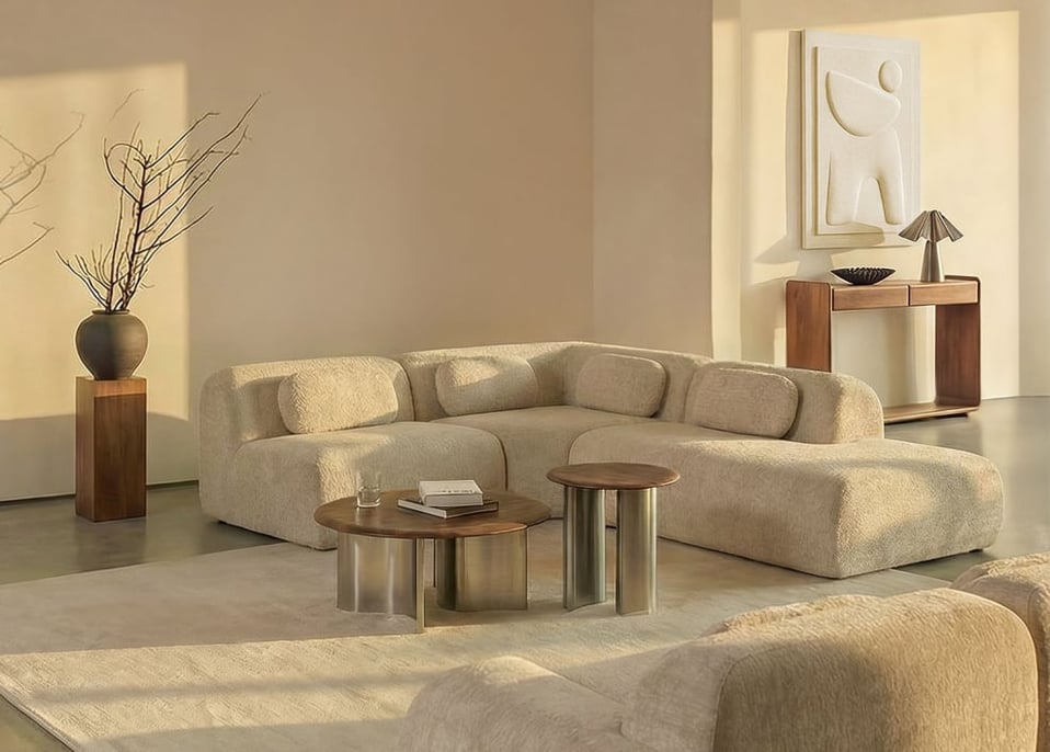 Sofa modułowy narożny 3-częściowy z prawym szezlongiem z weluru Merida, pakowany próżniowo