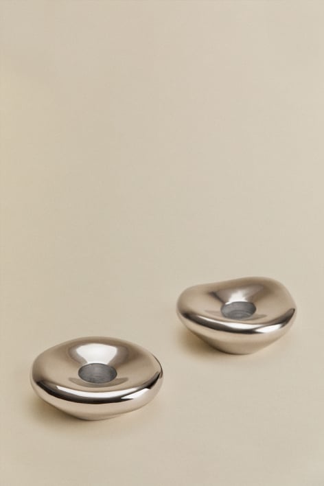 Zestaw 2 świeczników aluminiowych Nibs