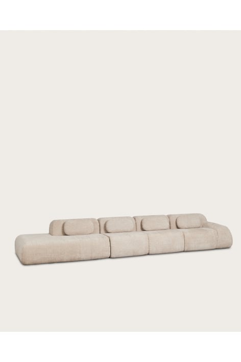 Sofa modułowy narożny 4-częściowy z lewym szezlongiem z weluru Merida, pakowany próżniowo