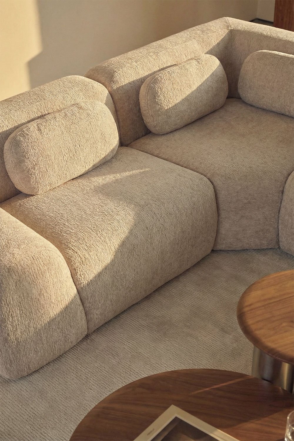 Sofa modułowy narożny 4-częściowy z prawym szezlongiem z weluru pakowany próżniowo Merida, obrazek w galerii 2