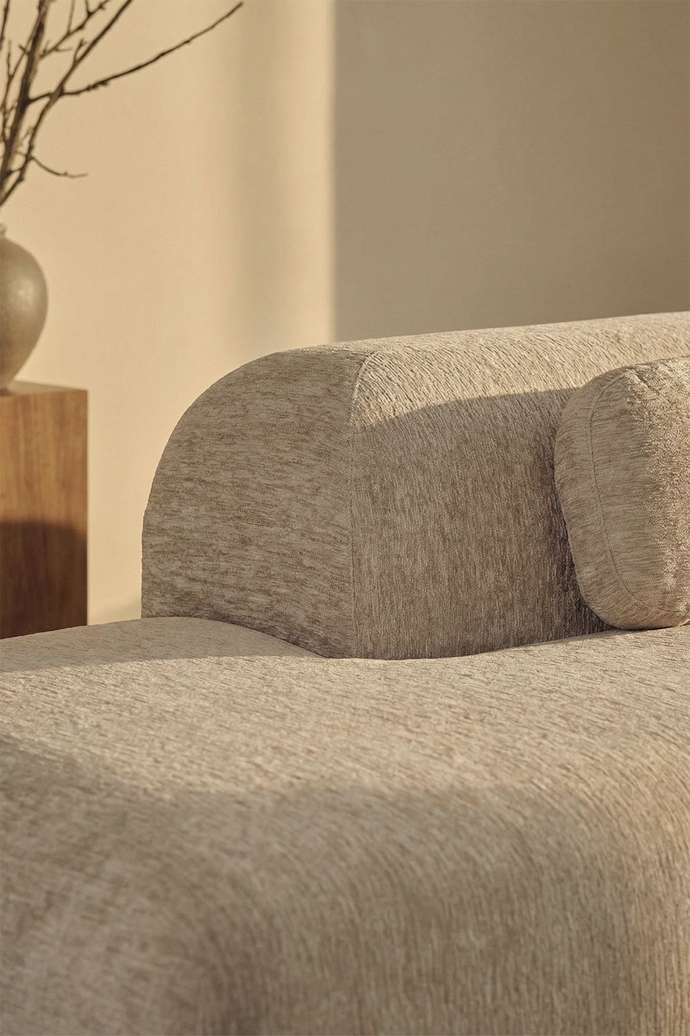 Sofa modułowy narożny 4-częściowy z podwójnym szezlongiem z tkaniny chenilla, pakowany próżniowo Merida, obrazek w galerii 2