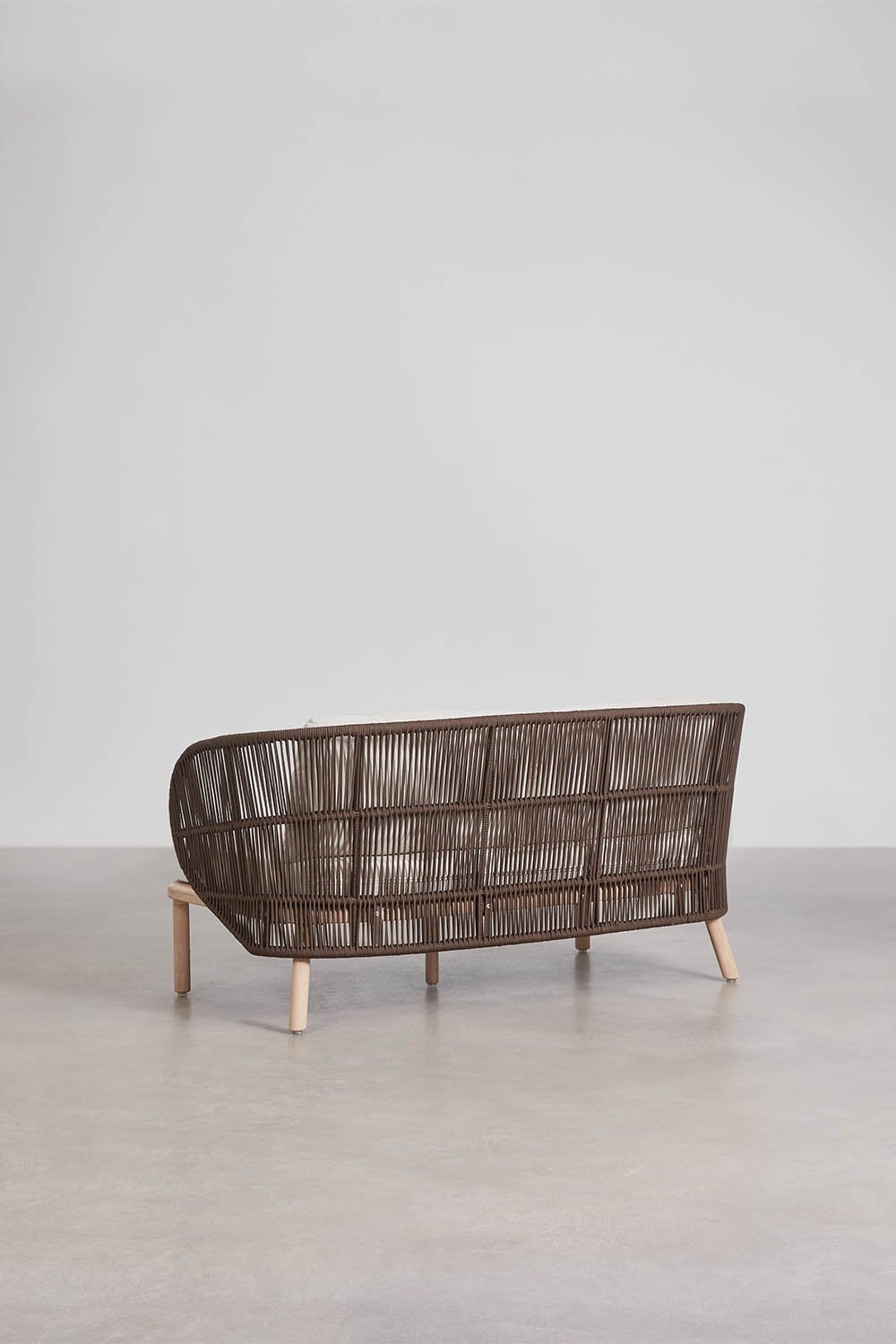 Sofa ogrodowy dwuosobowy z drewna akacjowego i plecionej liny Capri, obrazek w galerii 7