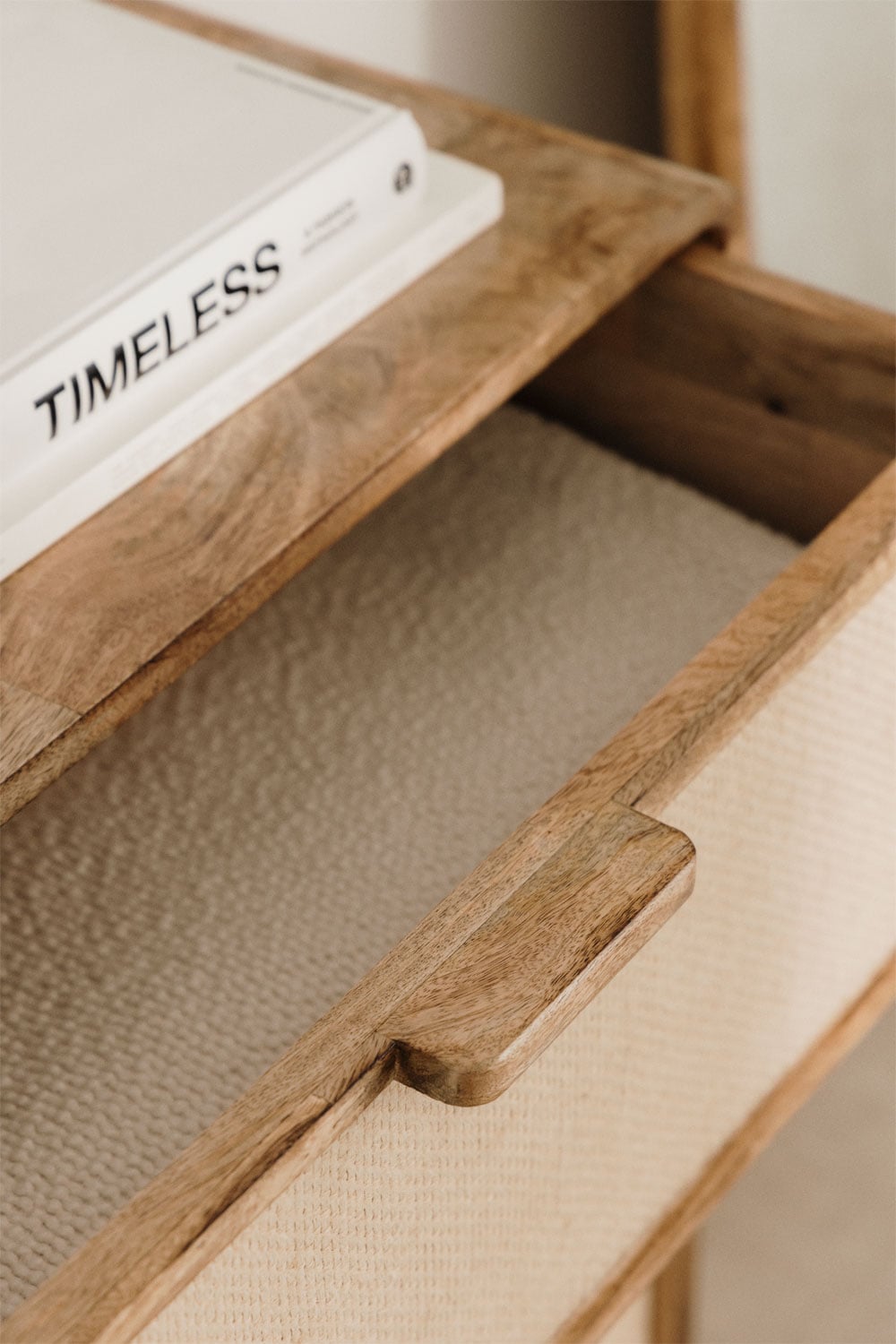 Komoda 80x40 cm z drewna mango, MDF i juty Abrams, obrazek w galerii 2