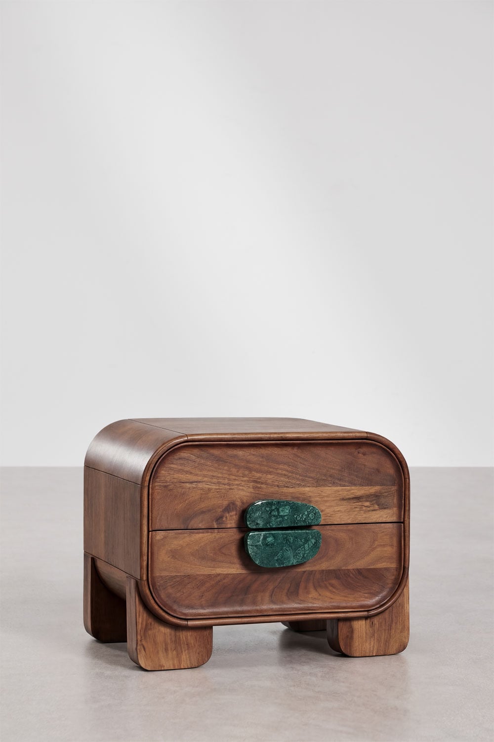 Stolik nocny 55x40 cm z drewna mango i naturalnego kamienia Kivalina, obrazek w galerii 4