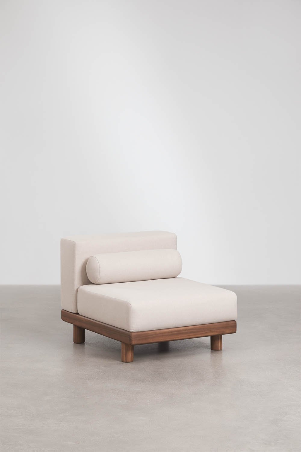 Modułowa sofa ogrodowa 4-częściowa z 2 modułami narożnymi i pufem z akacji Edrien, obrazek w galerii 6