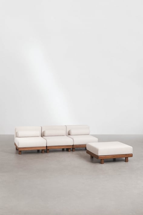 Modułowa sofa ogrodowa 3-częściowa z pufą z akacji Edrien