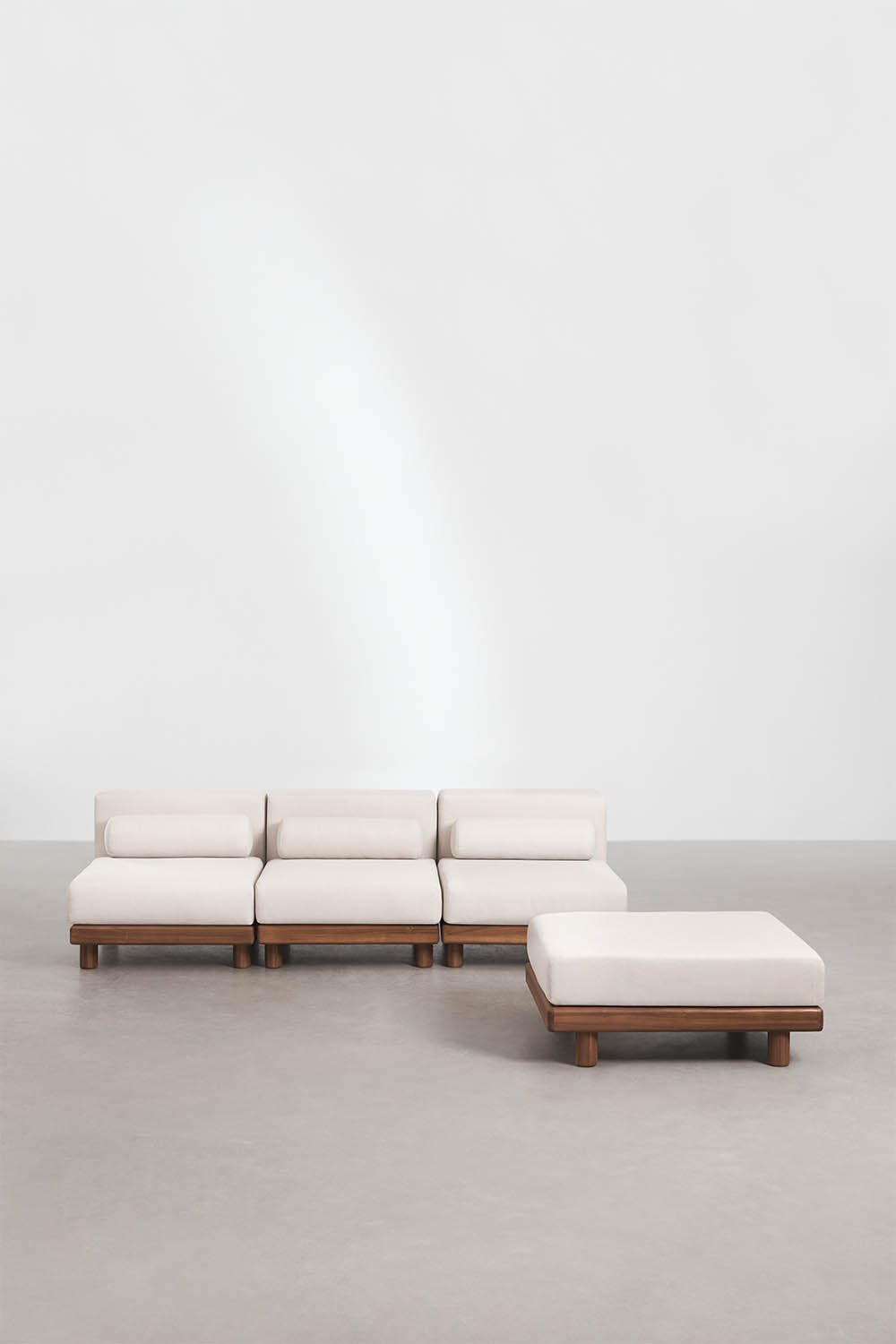 Modułowa sofa ogrodowa 3-częściowa z pufą z akacji Edrien, obrazek w galerii 3