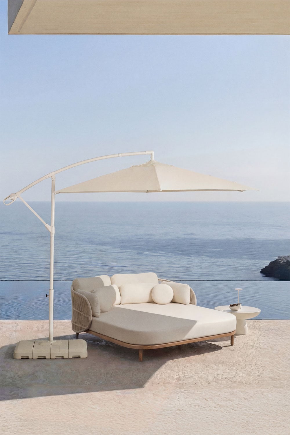 Parasol Ø295 cm z tkaniny i stali Salina, obrazek w galerii 1