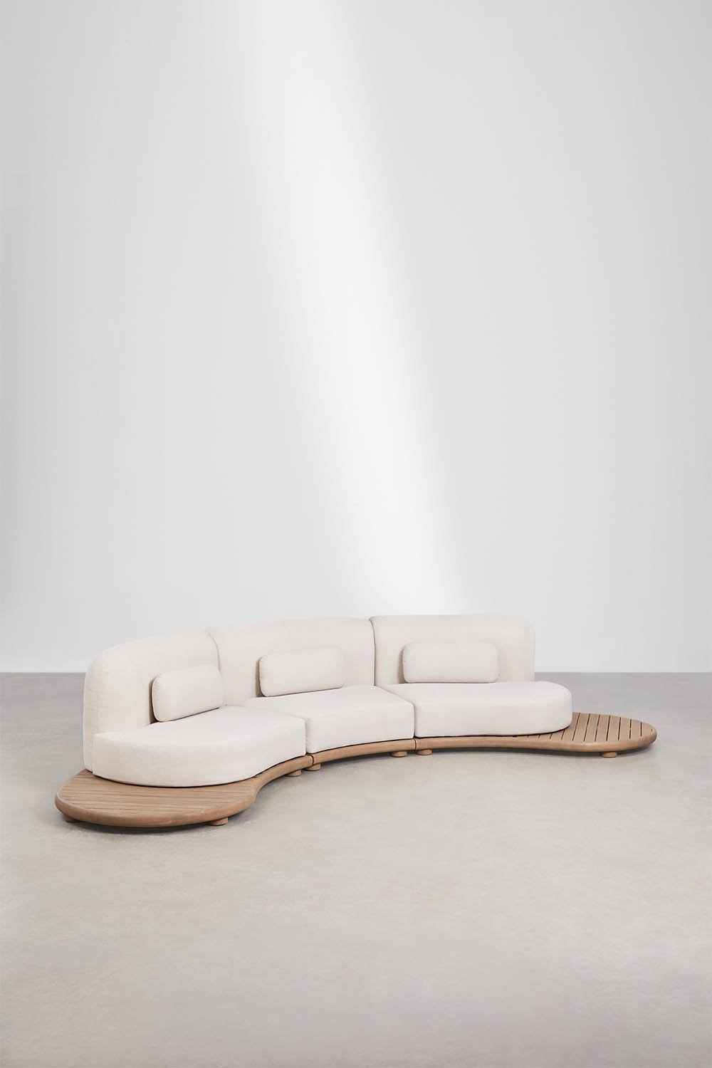 Sofa modułowy w kształcie litery U do ogrodu, 3-częściowy, z drewna akacjowego Gerard, obrazek w galerii 1