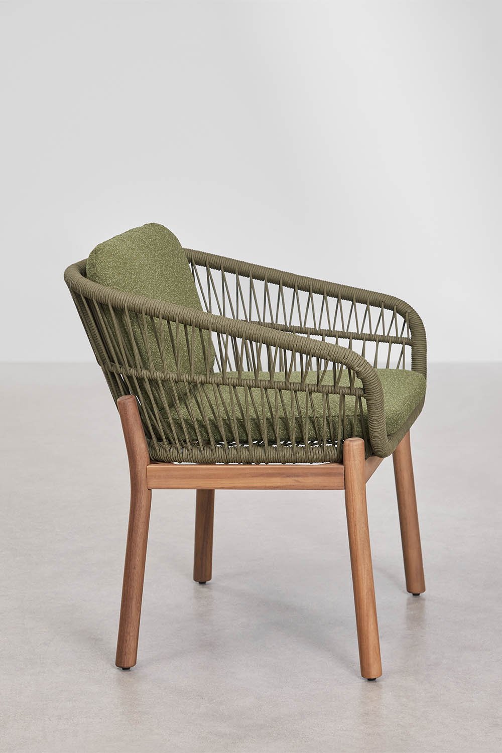 Zestaw stołu prostokątnego rozsuwanego Duala 250-310x105 cm oraz 8 krzeseł jadalnianych z drewna akacjowego i plecionej liny Kar, obrazek w galerii 8