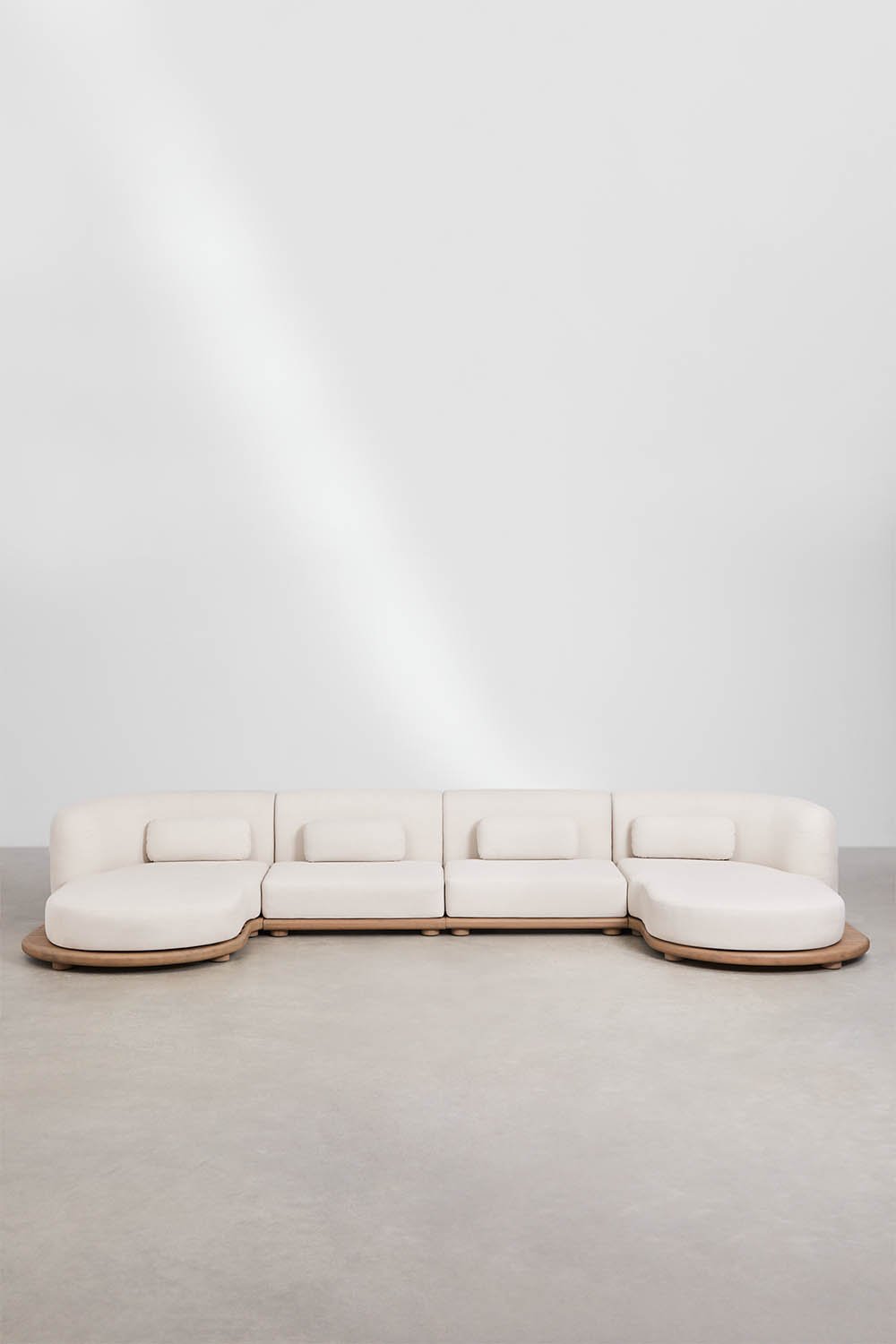 Sofa modułowy z szezlongiem ogrodowy 4-częściowy z drewna akacjowego Gerard, obrazek w galerii 3