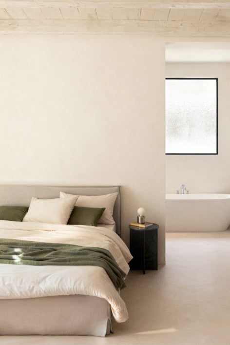 Łóżko z pojemnikiem do materaca180x200cm szenil distressed white Lorea