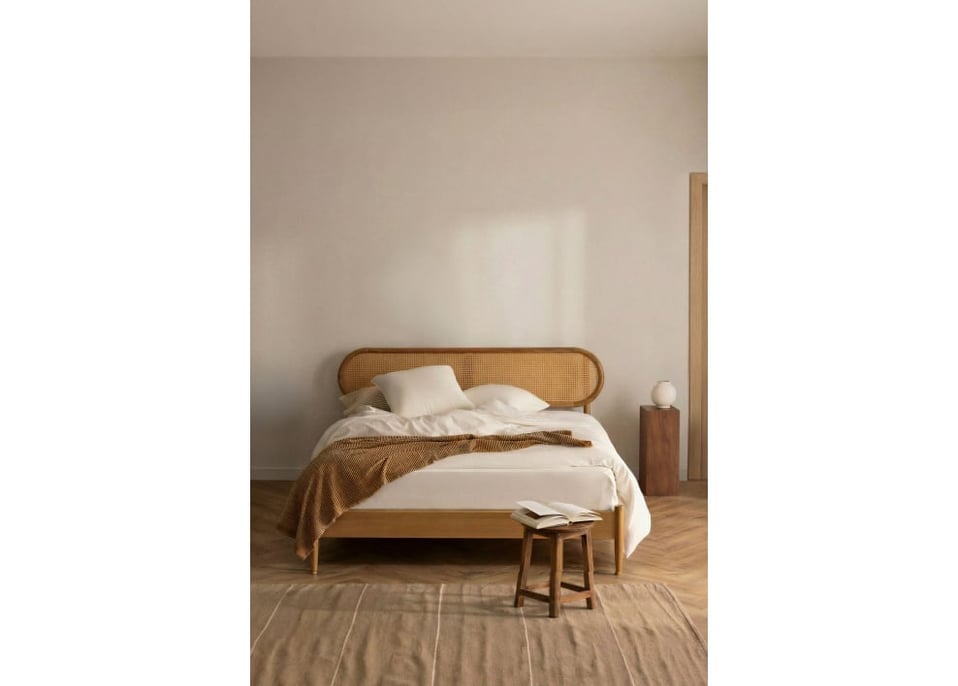 Łóżko do materaca 160x200cm drewno naturalne Fraser