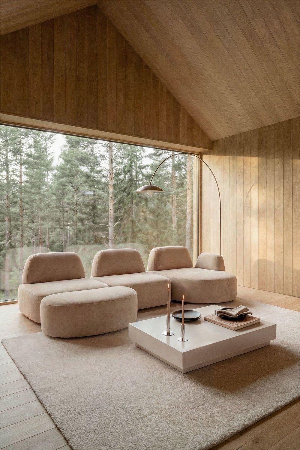 Sofa modułowy z prawym szezlongiem, 3-częściowy z tapicerowanym pufem Giorgia, obrazek w galerii 1