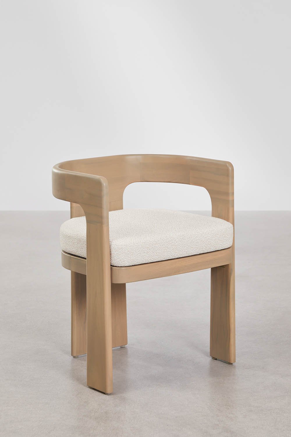 Silla de jardín con reposabrazos en madera de acacia y tela bouclé Kandroa, obrazek w galerii 1
