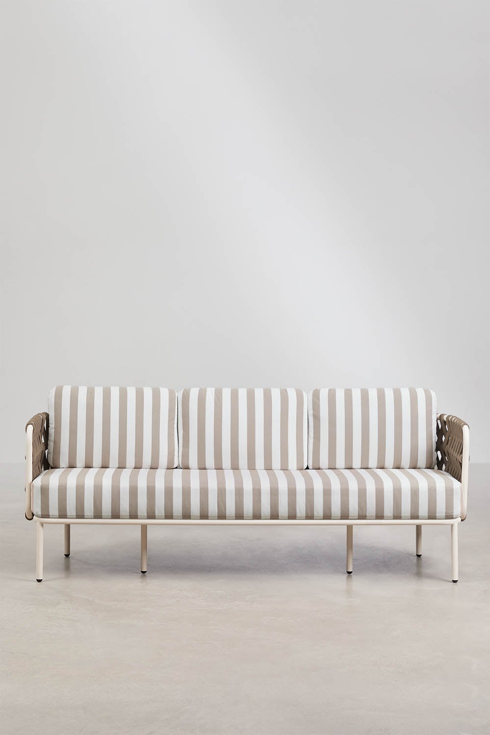 Sofa ogrodowy 3-osobowy z aluminium i plecionego sznurka Tevary, obrazek w galerii 6