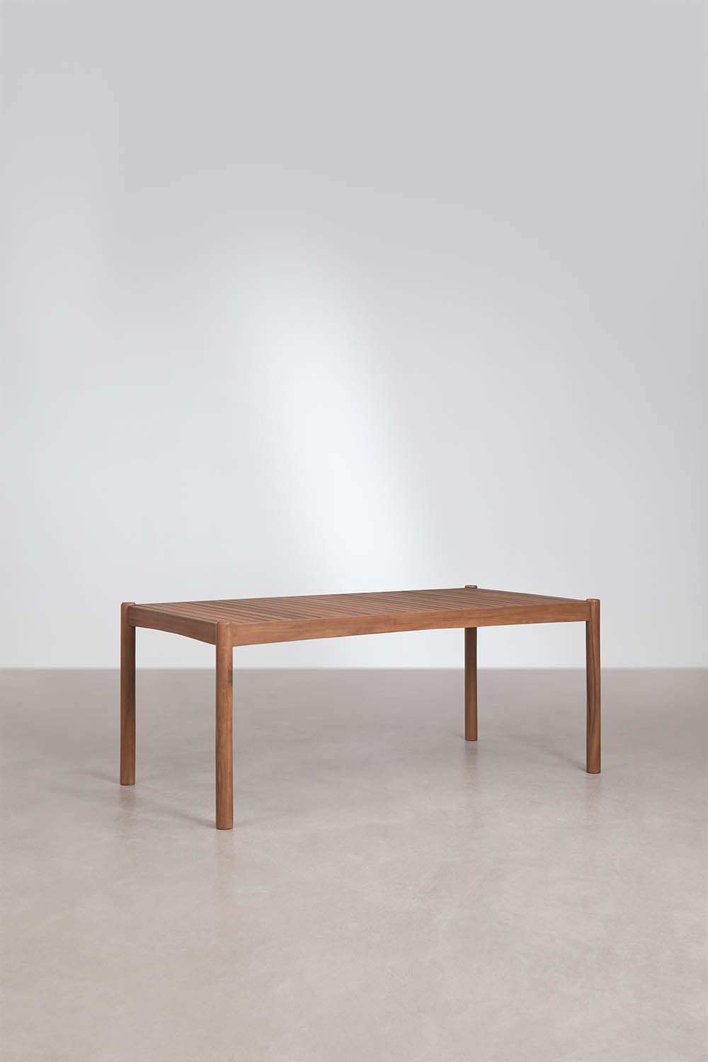 Zestaw stołu prostokątnego 180x90 cm i 2 ławek ogrodowych z drewna akacjowego i plecionej liny Karvia, obrazek w galerii 4