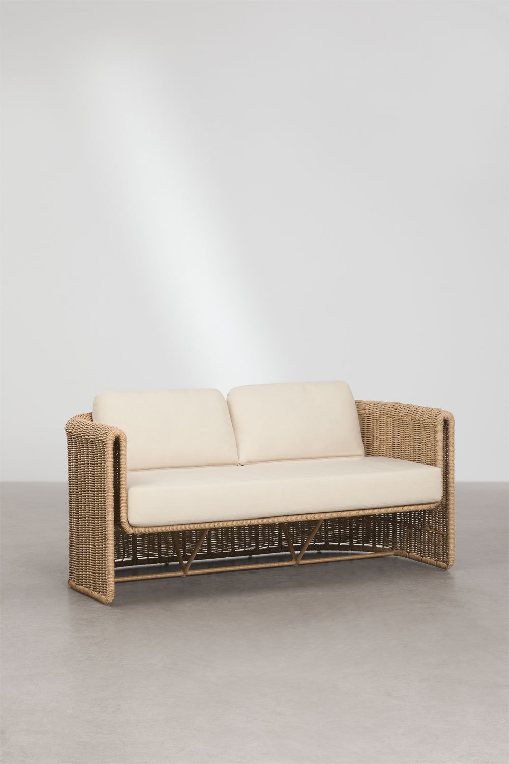 Sofa ogrodowy dwuosobowy ze stali i syntetycznego rattanu Lina, obrazek w galerii 3