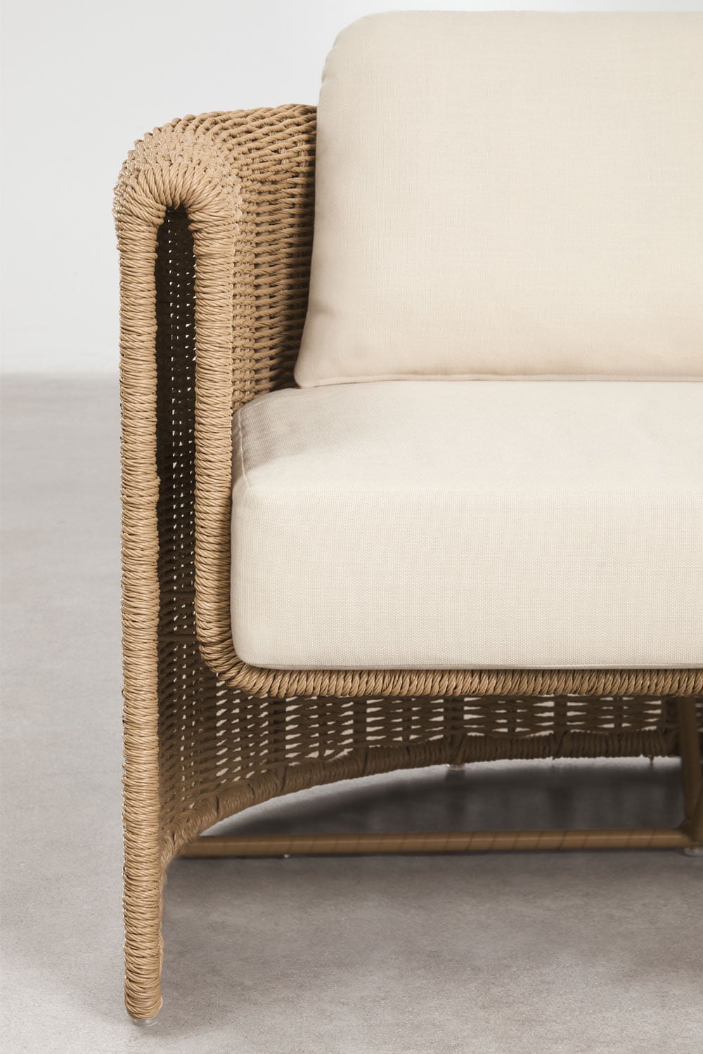 Sofa dwuosobowa ze stali i syntetycznego rattanu Lina, obrazek w galerii 2