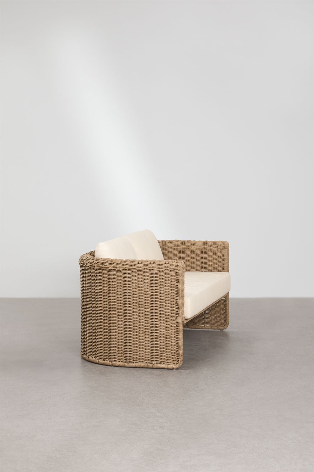 Sofa dwuosobowa ze stali i syntetycznego rattanu Lina, obrazek w galerii 3