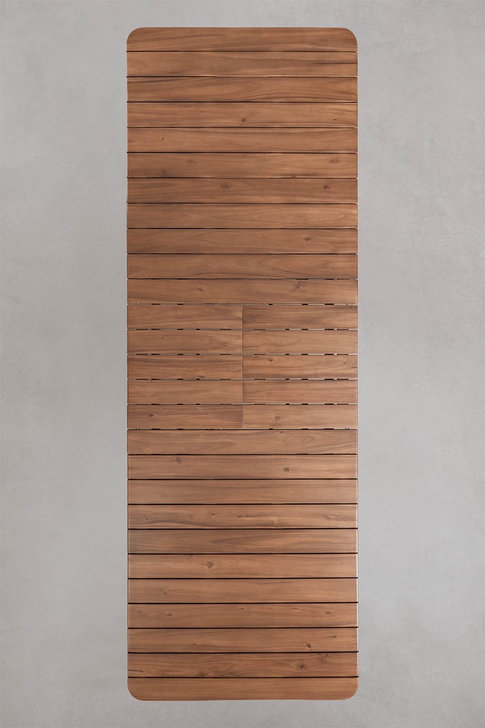 Zestaw stołu prostokątnego rozsuwanego Duala 250-310x105 cm i 10 krzeseł jadalnianych z drewna akacjowego i plecionej liny Karvi, obrazek w galerii 6