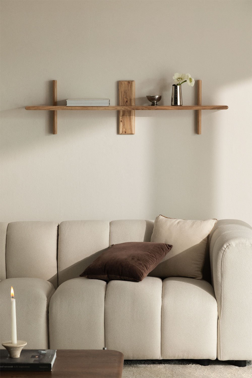 Regał ścienny ↔︎120 cm z drewna akacjowego Erisu, obrazek w galerii 1