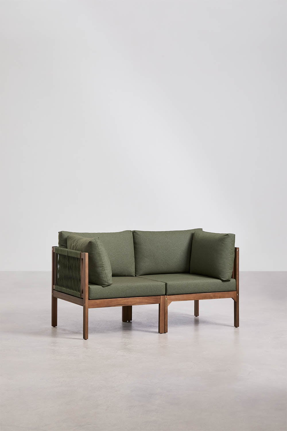 Sofa modułowy 2-częściowy z podłokietnikami z drewna akacjowego Branson, obrazek w galerii 1