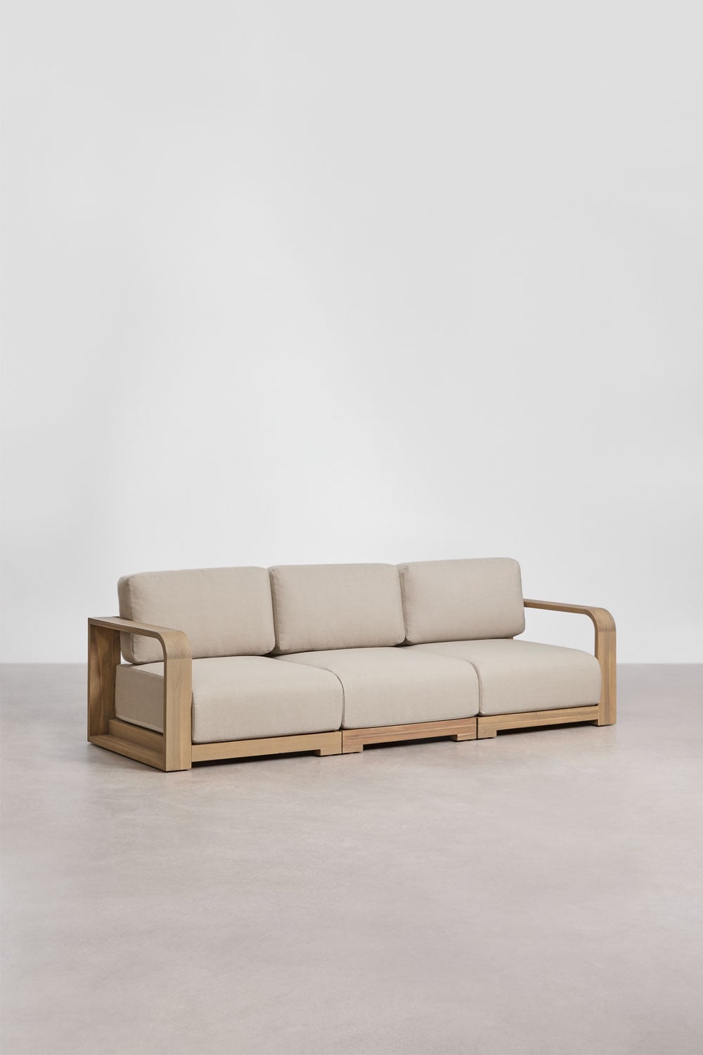 Sofa modułowy ogrodowy 3-częściowy z podłokietnikami z drewna akacjowego Brivori, obrazek w galerii 1