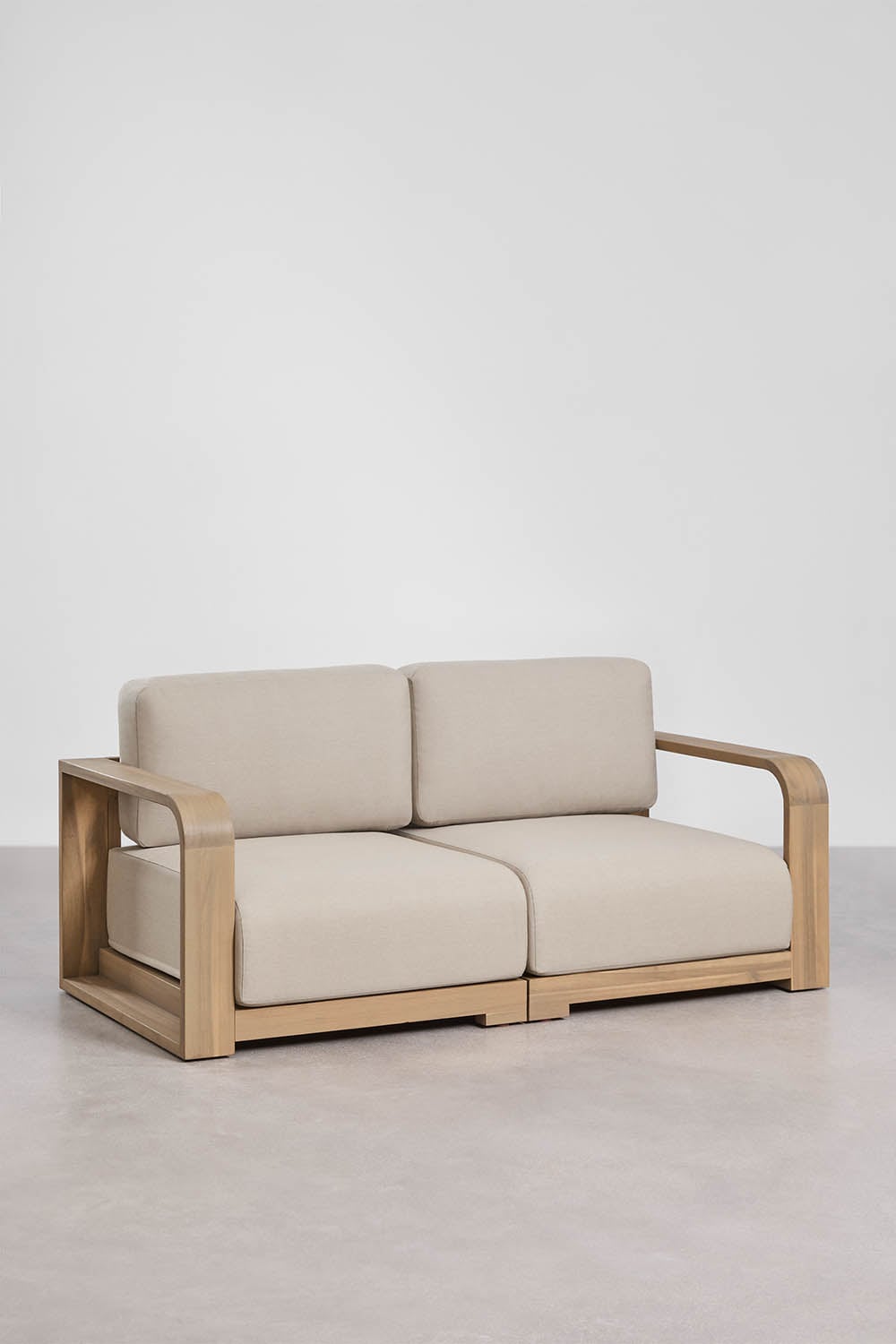 Sofa modułowy ogrodowy 2-częściowy z podłokietnikami z drewna akacjowego Brivori, obrazek w galerii 1