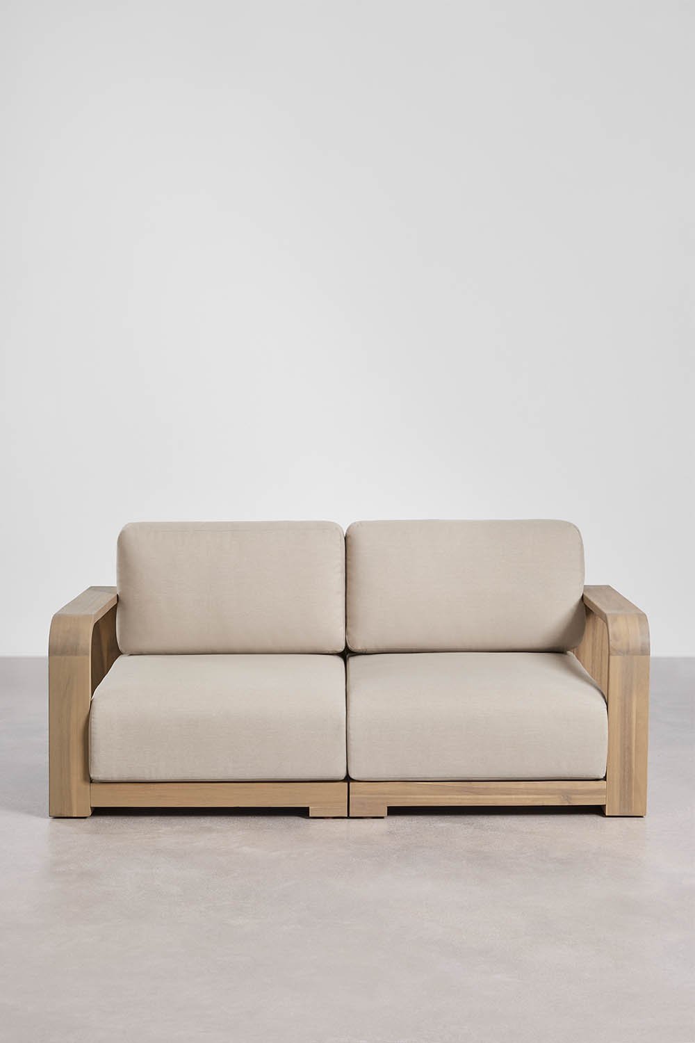 Sofa modułowy ogrodowy 2-częściowy z podłokietnikami z drewna akacjowego Brivori, obrazek w galerii 3