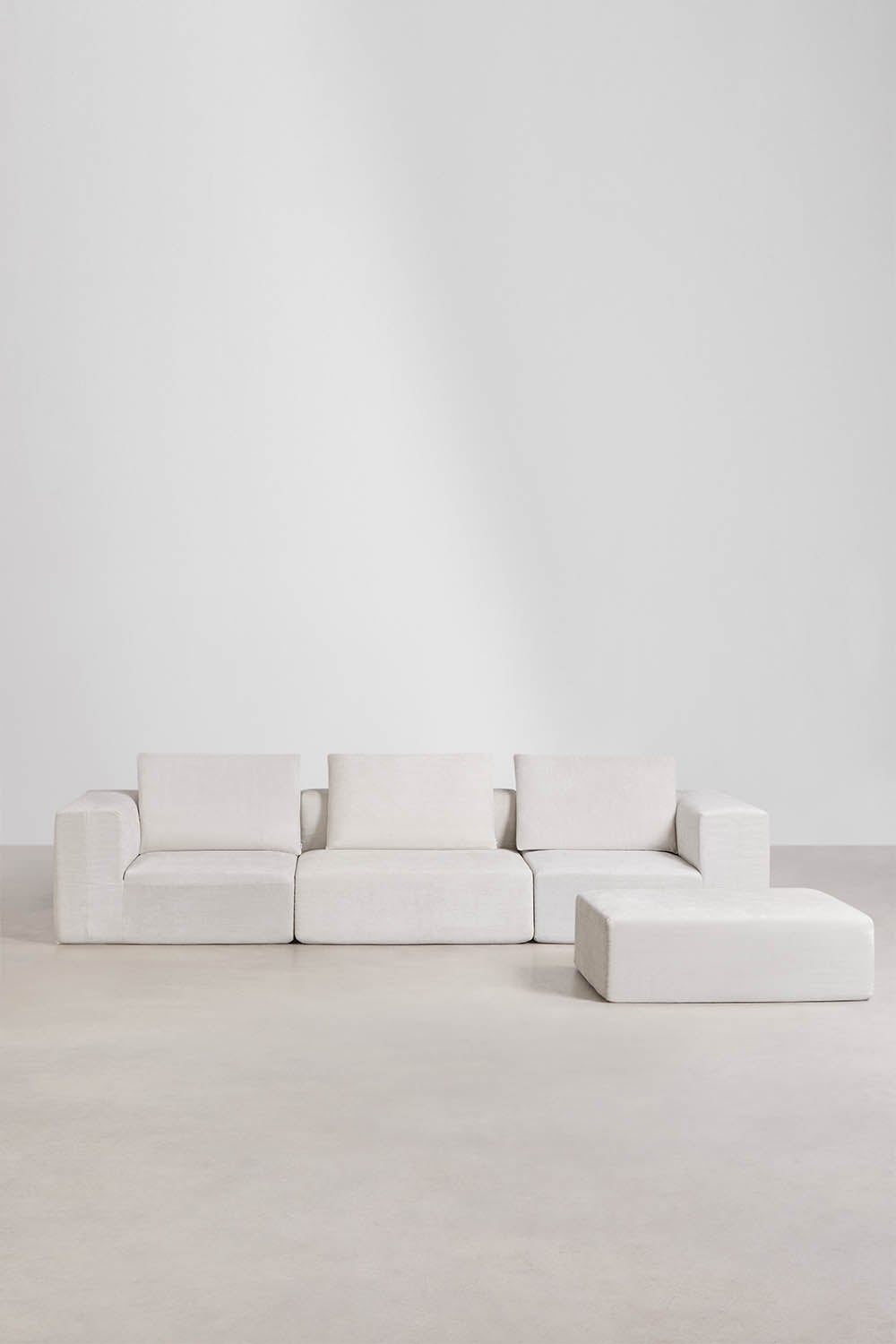 Sofa modułowy 3-częściowy z pufą z tkaniny chenille, pakowany próżniowo Norridge, obrazek w galerii 3