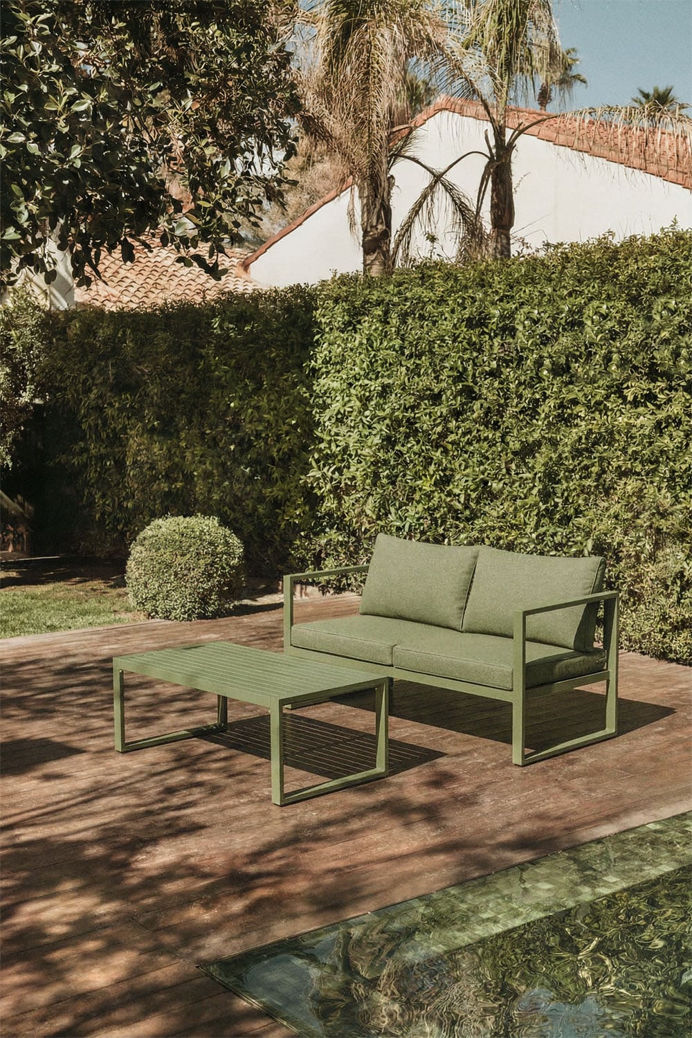 Zestaw ogrodowy z dwuosobową sofą i stolikiem kawowym z aluminium 110x55cm Lipov, obrazek w galerii 1