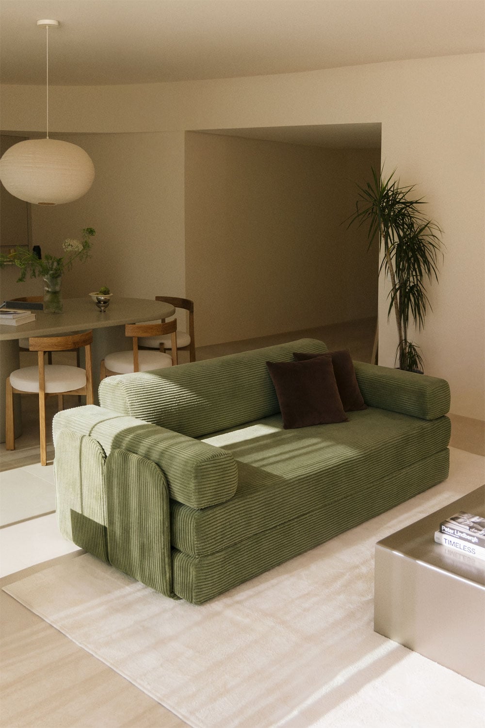 Sofa rozkładana dwuosobowa z weluru pakowana próżniowo Paoly, obrazek w galerii 1