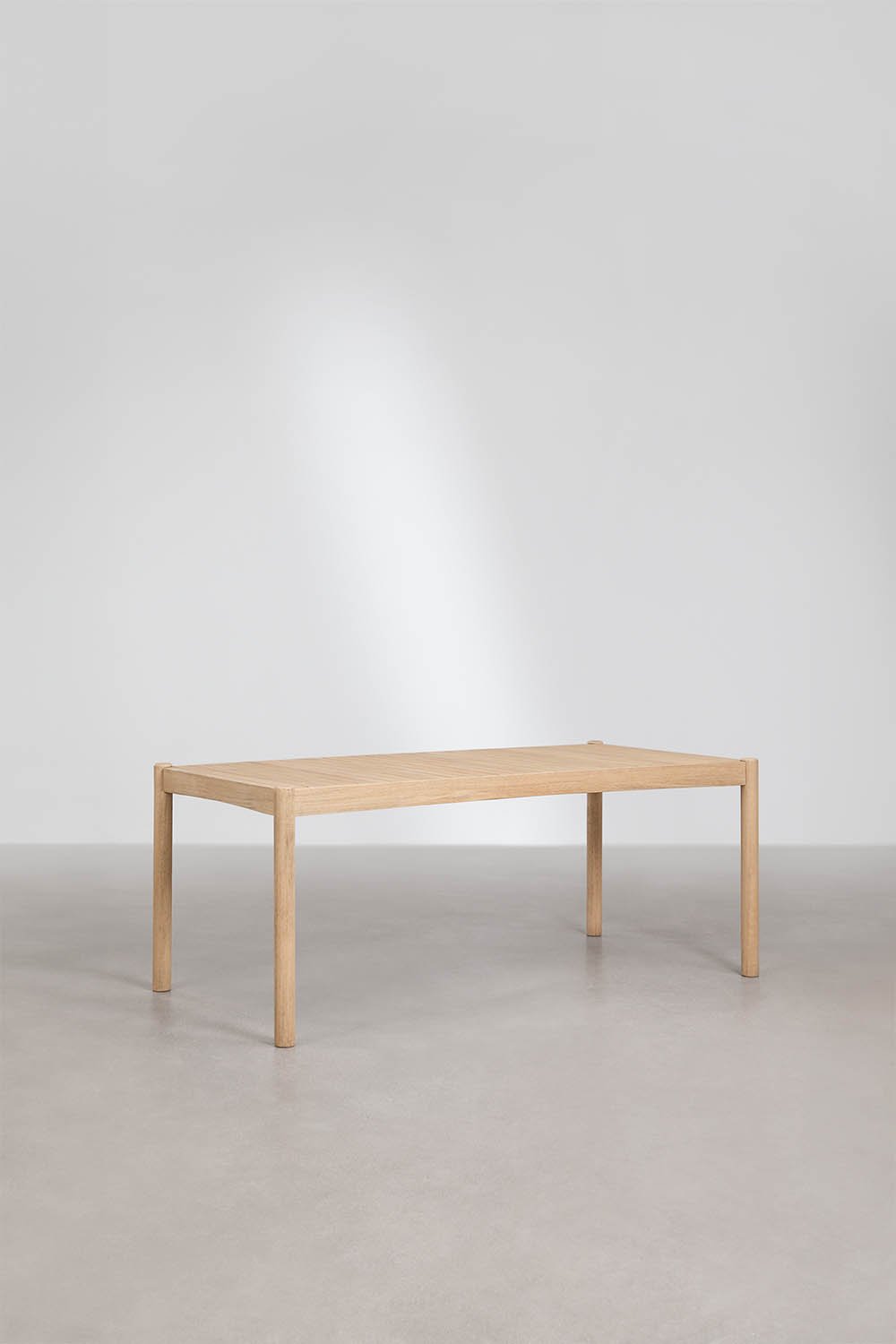 Zestaw: prostokątny stół 180x90 cm i 2 ławki ogrodowe z drewna akacjowego i plecionej liny Karvia, obrazek w galerii 3