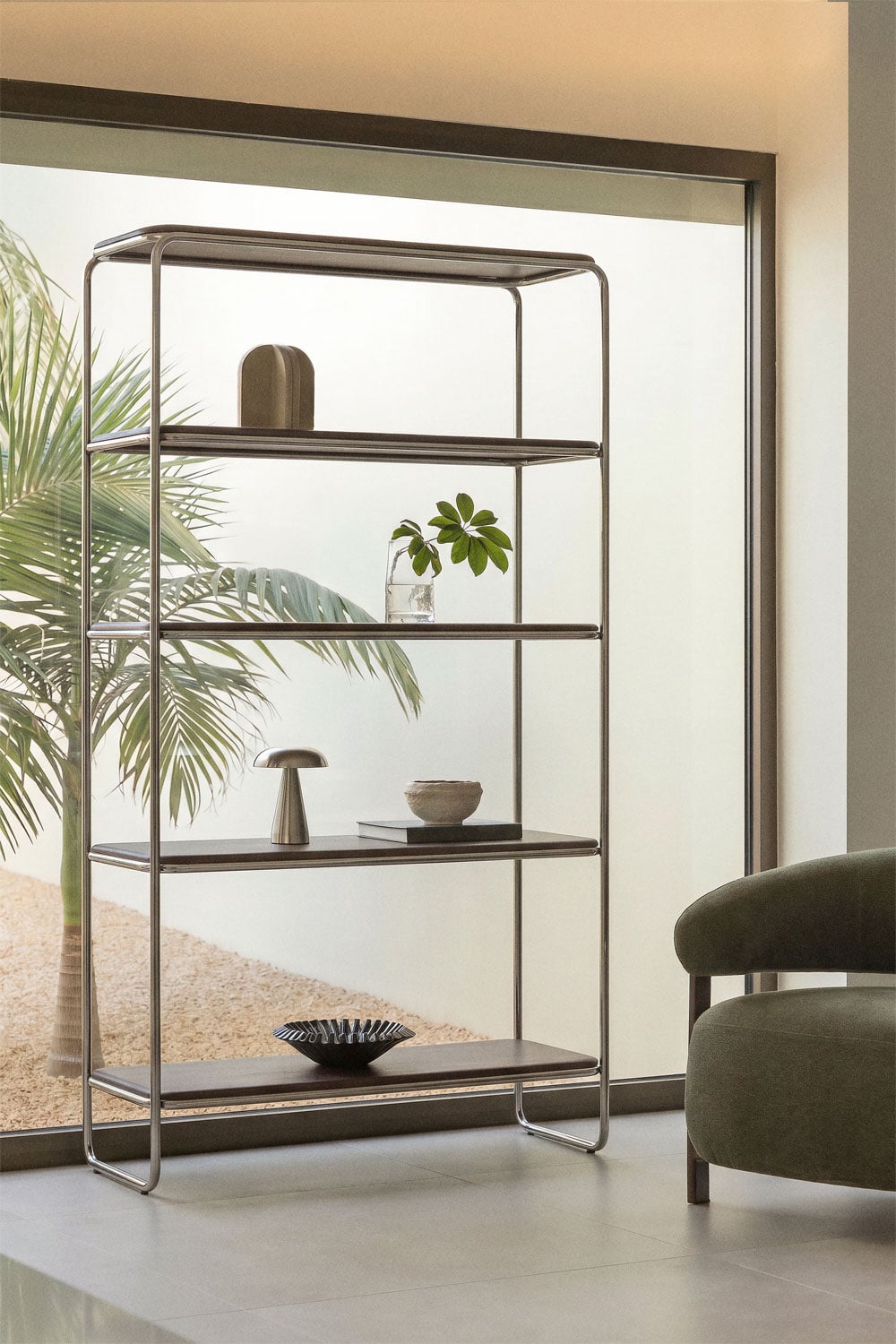 Regał z drewna akacjowego i stali nierdzewnej Altrex, obrazek w galerii 1