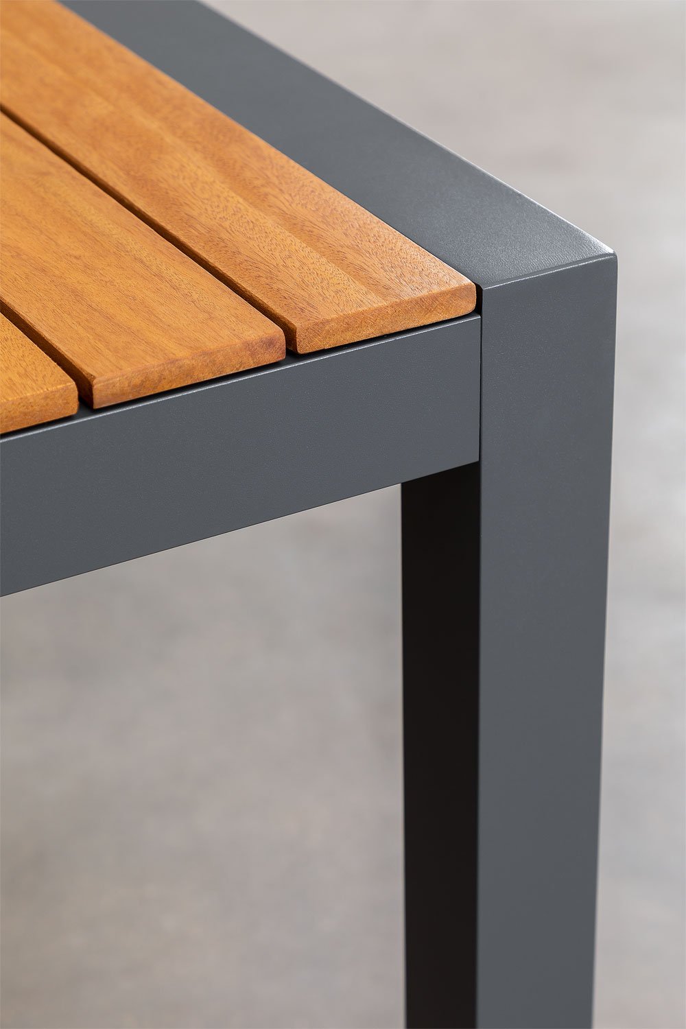 Zestaw stołu prostokątnego 160x90 cm z drewna eukaliptusowego Archer Classic oraz 6 sztaplowanych krzeseł ogrodowych z aluminium, obrazek w galerii 4