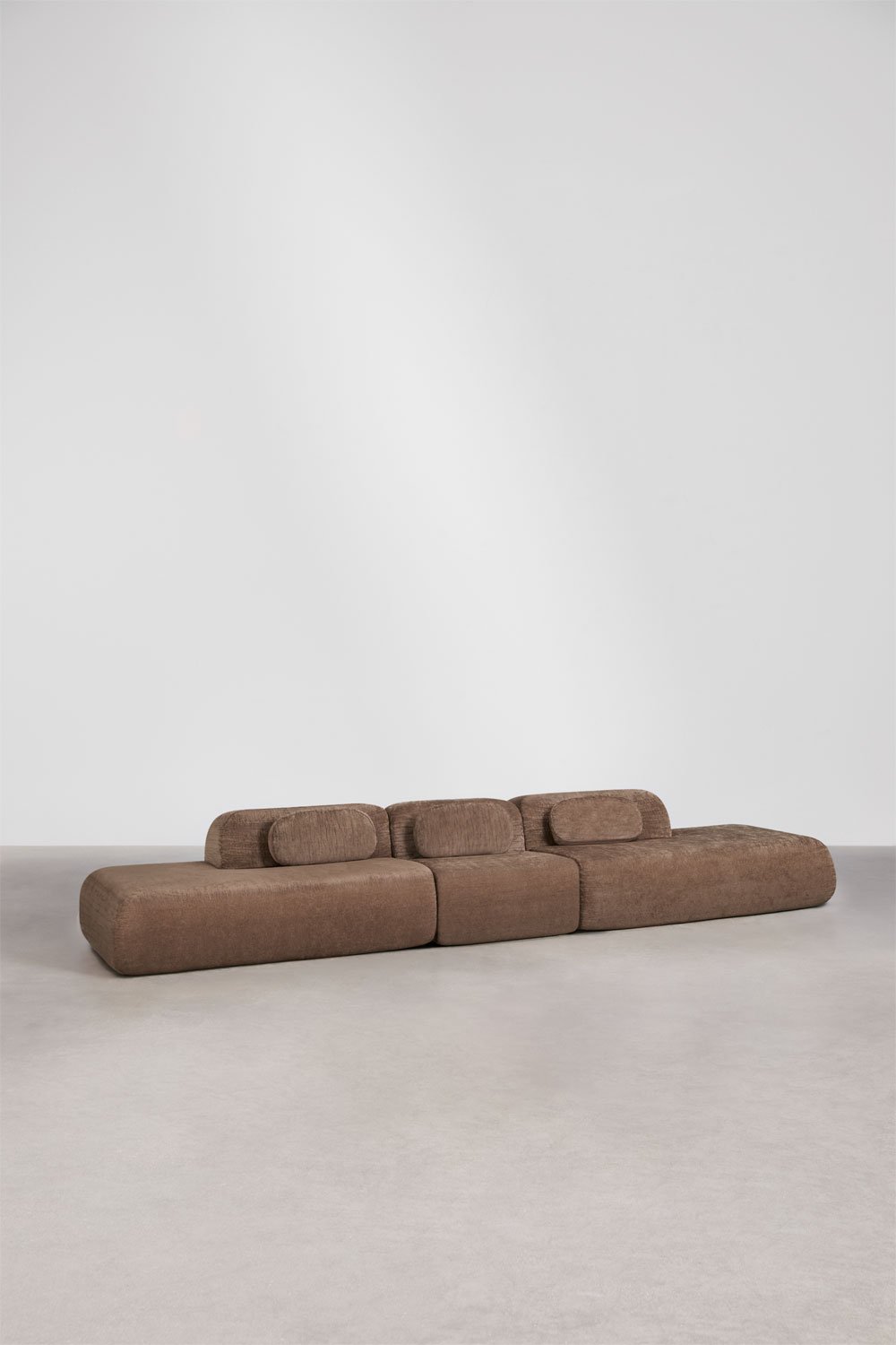 Sofa modułowy 3-częściowy z podwójnym szezlongiem z tkaniny chenilla, pakowany próżniowo Merida, obrazek w galerii 1