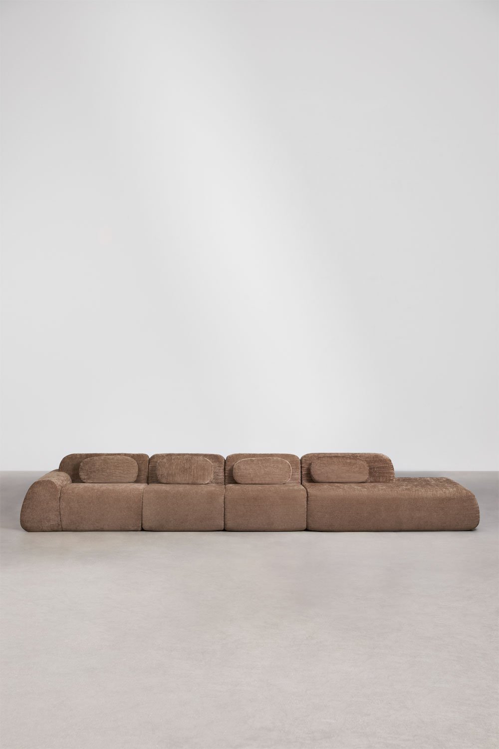 Sofa modułowy narożny 4-częściowy z prawym szezlongiem z weluru Merida, pakowany próżniowo, obrazek w galerii 3