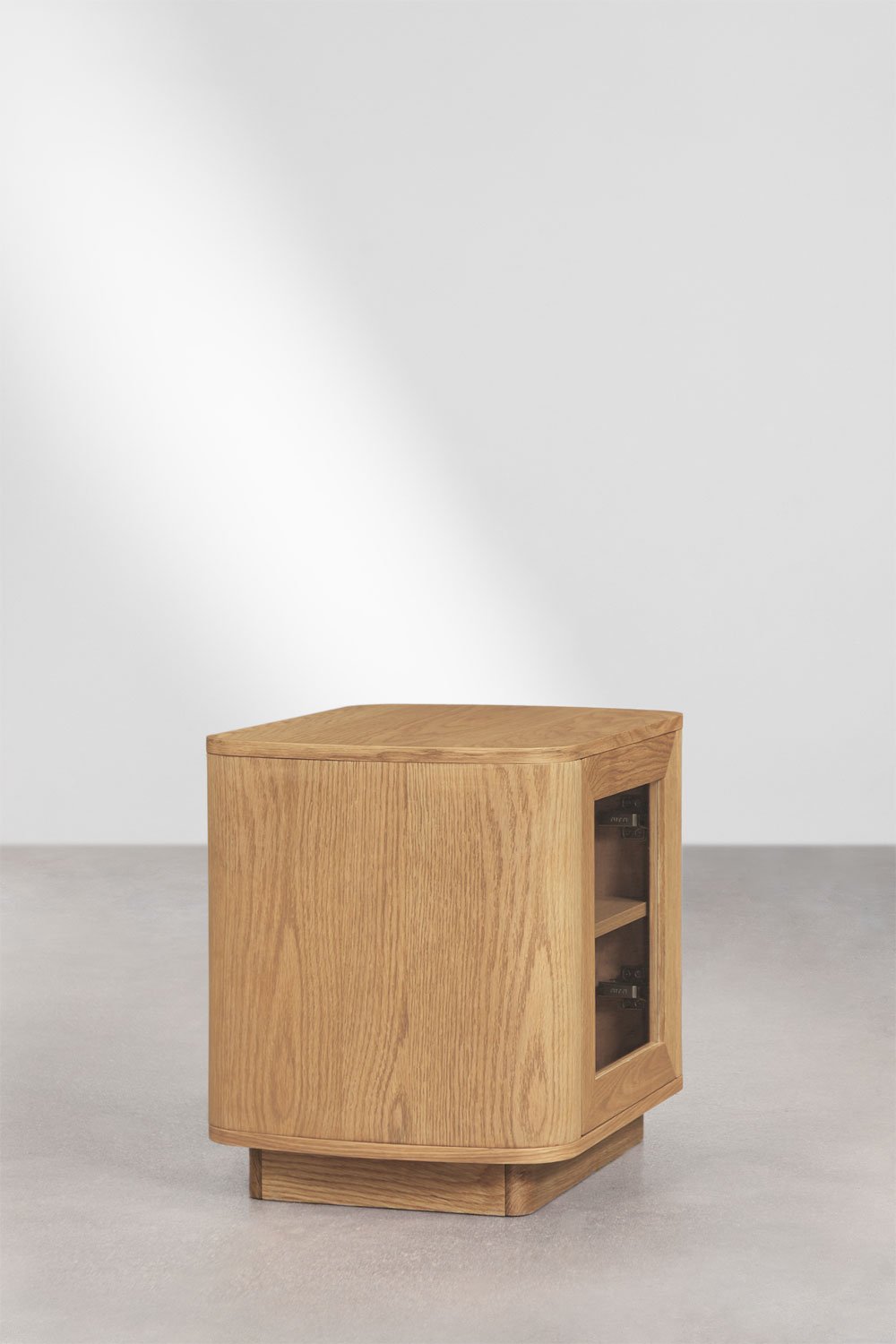 Owalna szafka nocna 55x40 cm z MDF i szkła hartowanego Walia, obrazek w galerii 2