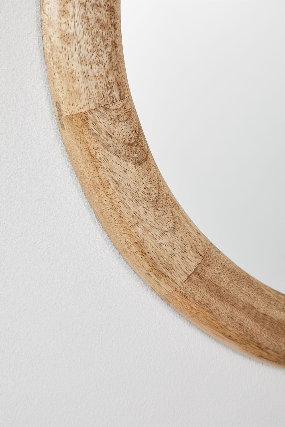 Okrągłe lustro ścienne Ø80 cm z drewna mango Virek, obrazek w galerii 3