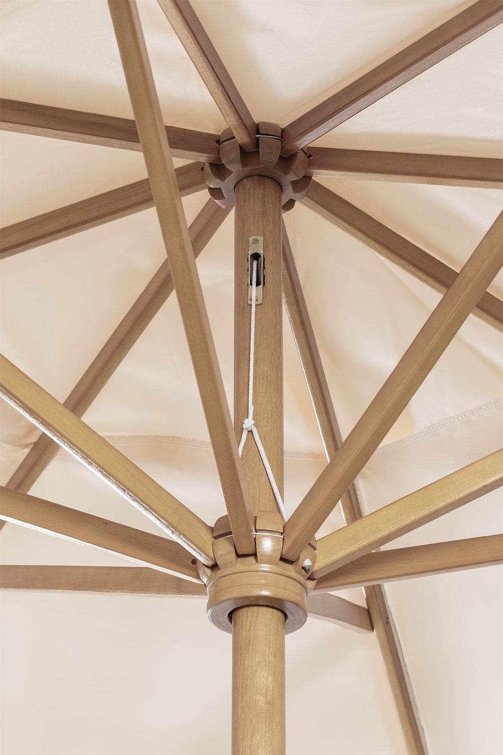 Parasol Ø290 cm z tkaniny i drewna Cretas, obrazek w galerii 5