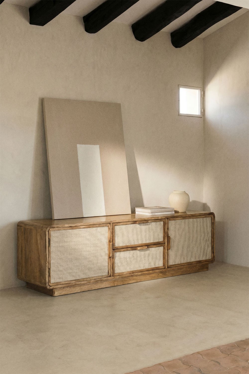 Szafka RTV 160x40 cm z drewna mango Abrams, obrazek w galerii 1