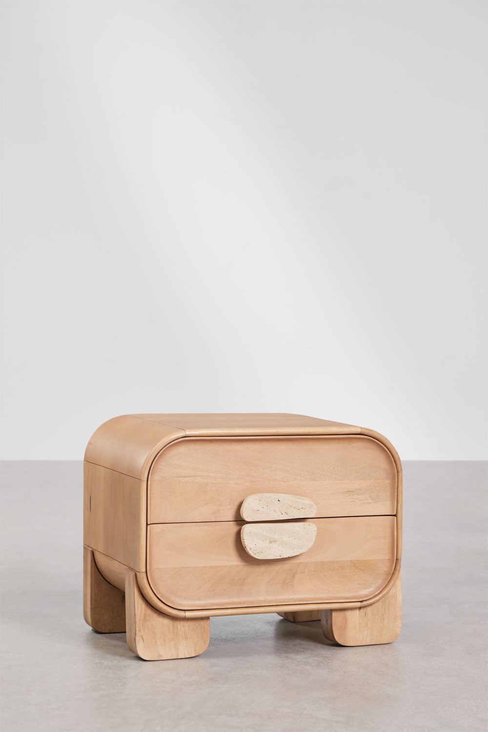 Szafka nocna 50x35 cm z drewna mango i naturalnego kamienia Kivalina, obrazek w galerii 4