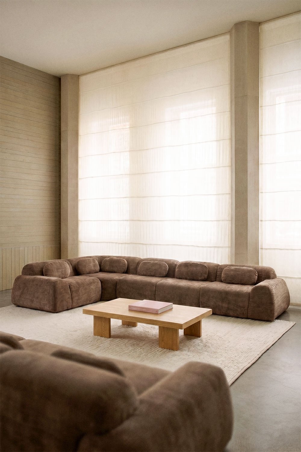 Sofa modułowy narożny 5-częściowy z tkaniny chenilla, pakowany próżniowo Merida, obrazek w galerii 1