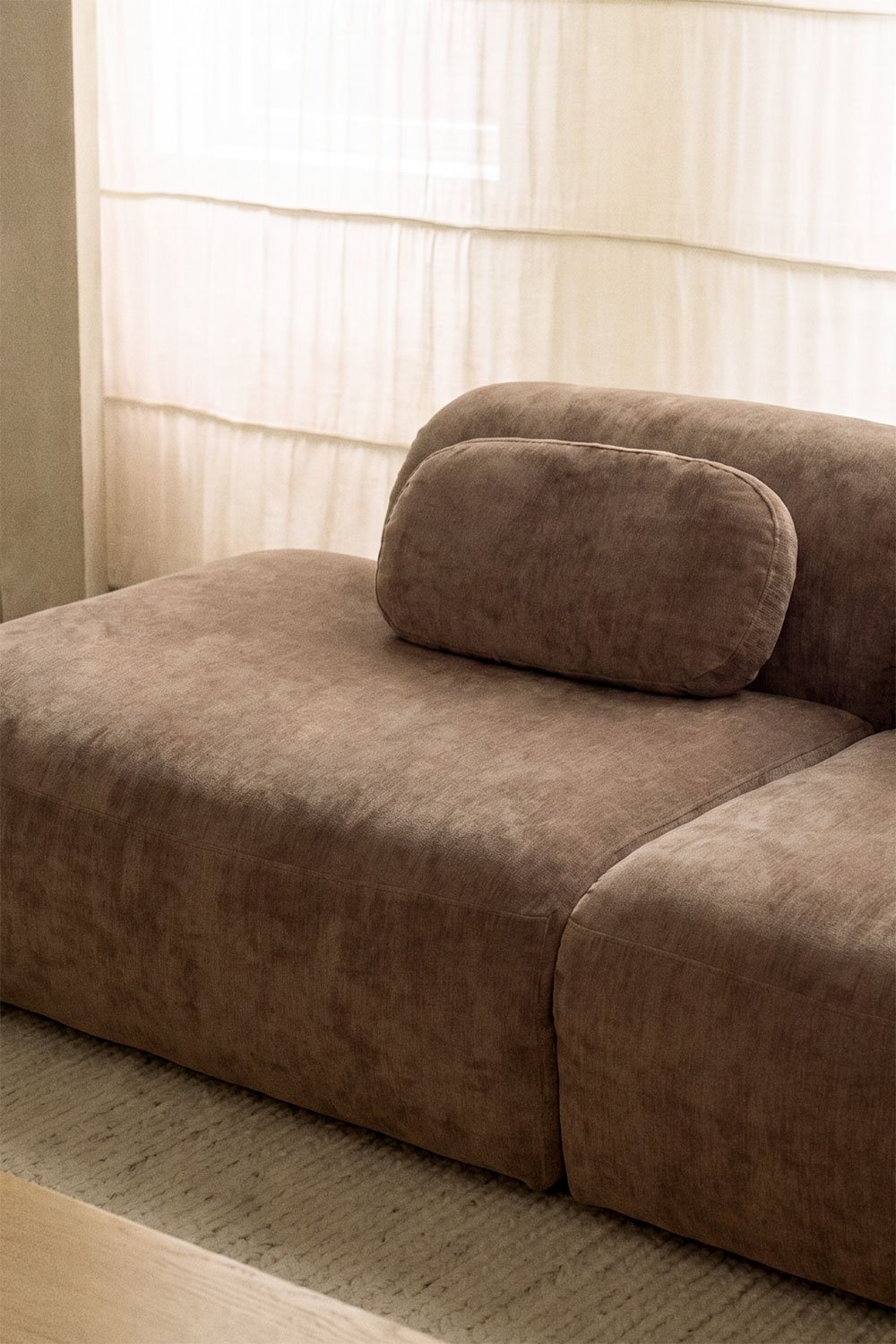 Sofa modułowy narożny 4-częściowy z lewym szezlongiem z weluru Merida, pakowany próżniowo, obrazek w galerii 2